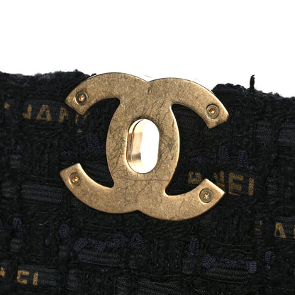 Chanel Tweed Quilted Medium Chanel 19 Flap Black Navy Gold 11 of 12