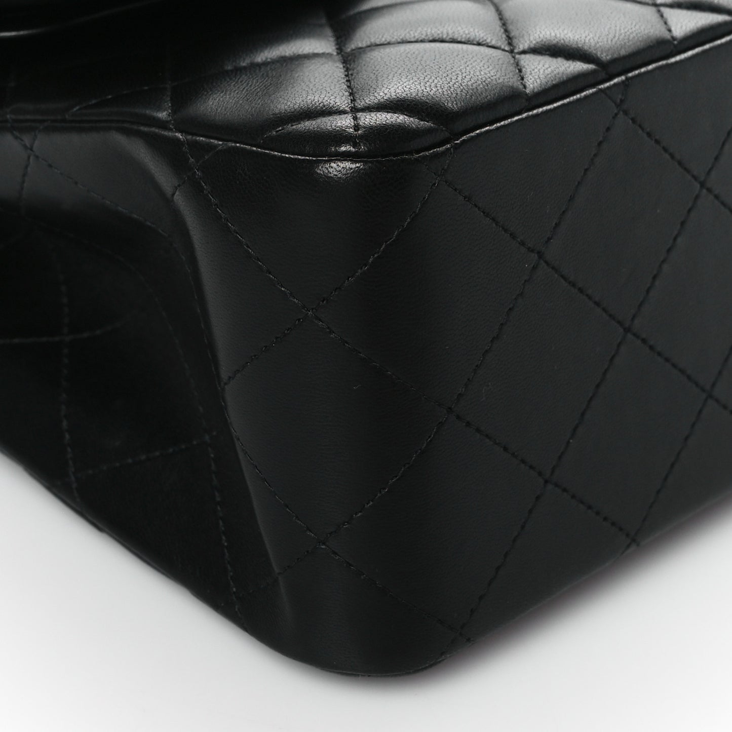 Lambskin Quilted Jumbo Double Flap Black