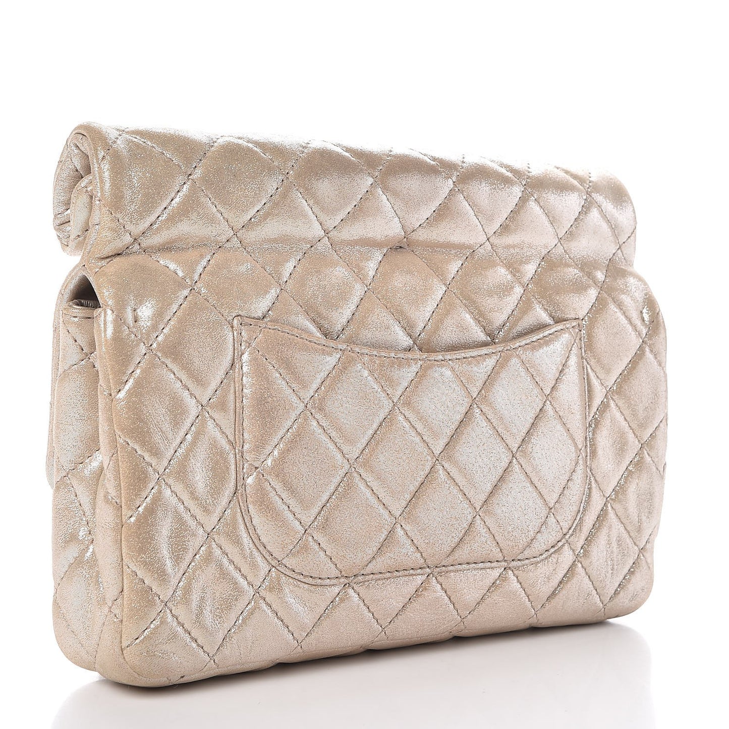 Iridescent Calfskin Quilted Large Roll 2.55 Reissue Clutch Light Gold