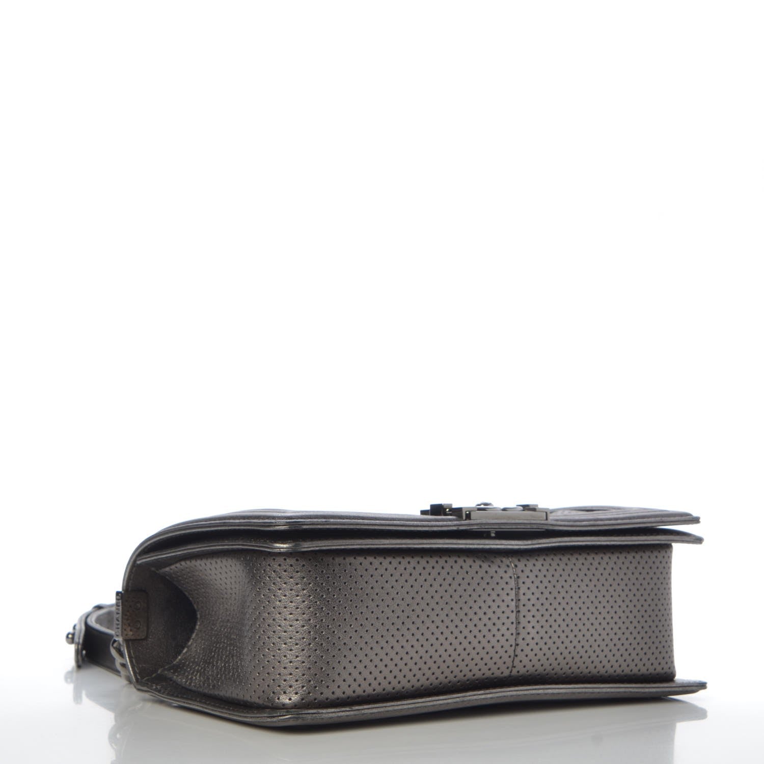 Chanel Metallic Lambskin Perforated Medium Boy Flap Dark Silver 4 of 9