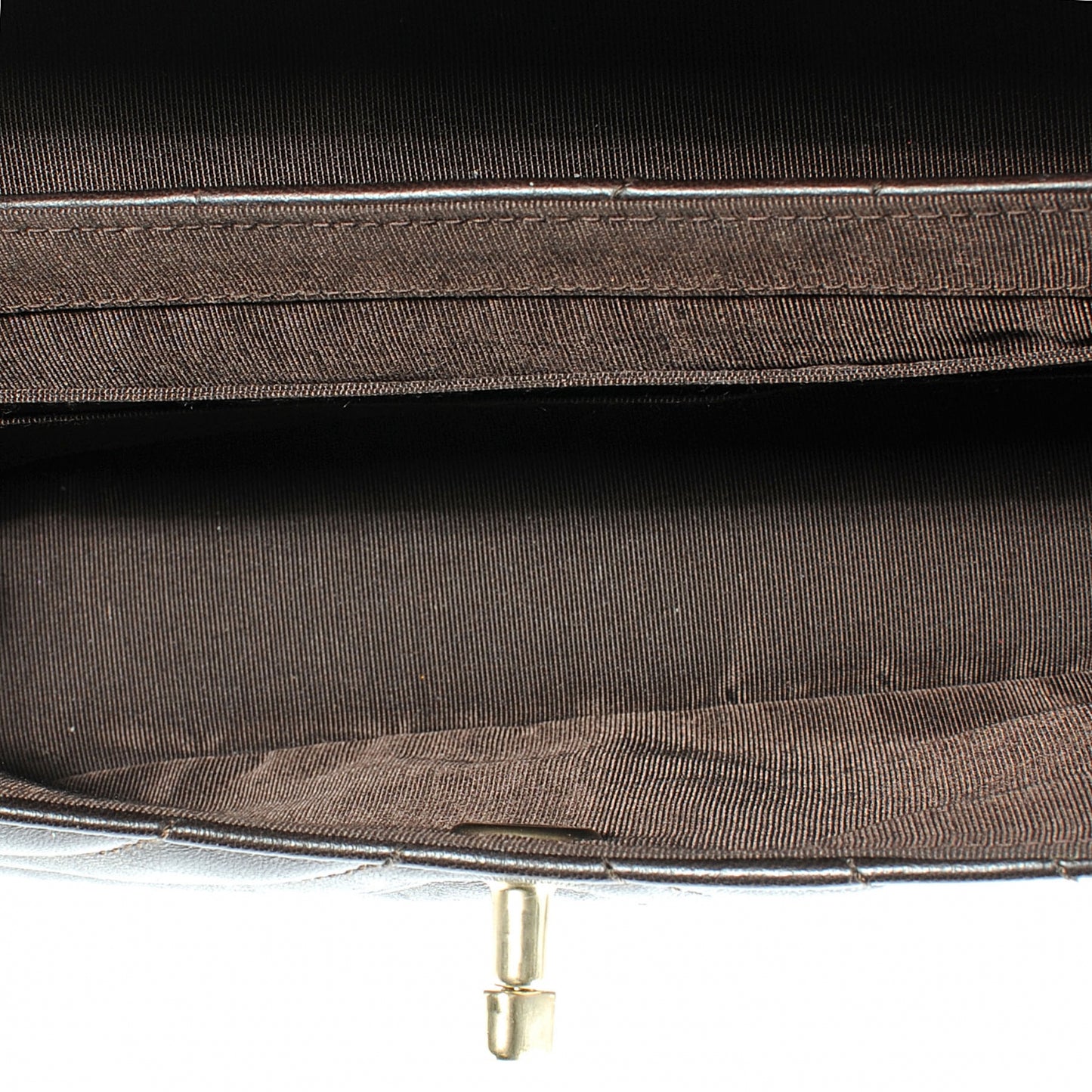 Lambskin Small Chevron Flap Dark Brown