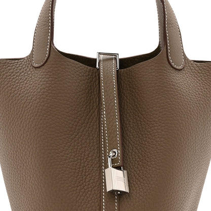 Hermes Taurillon Clemence Picotin Lock 18 PM Etoupe 7 of 10