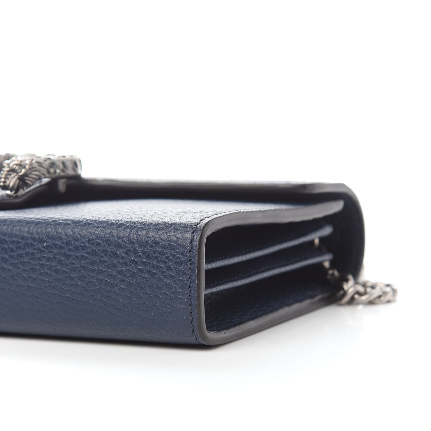 Dollar Calfskin Crystal Mini Dionysus Chain Wallet Blue Agata Black Diamond