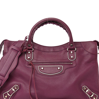 Balenciaga Chevre Silver Metallic Edge Hardware City Violet Prune 9 of 12
