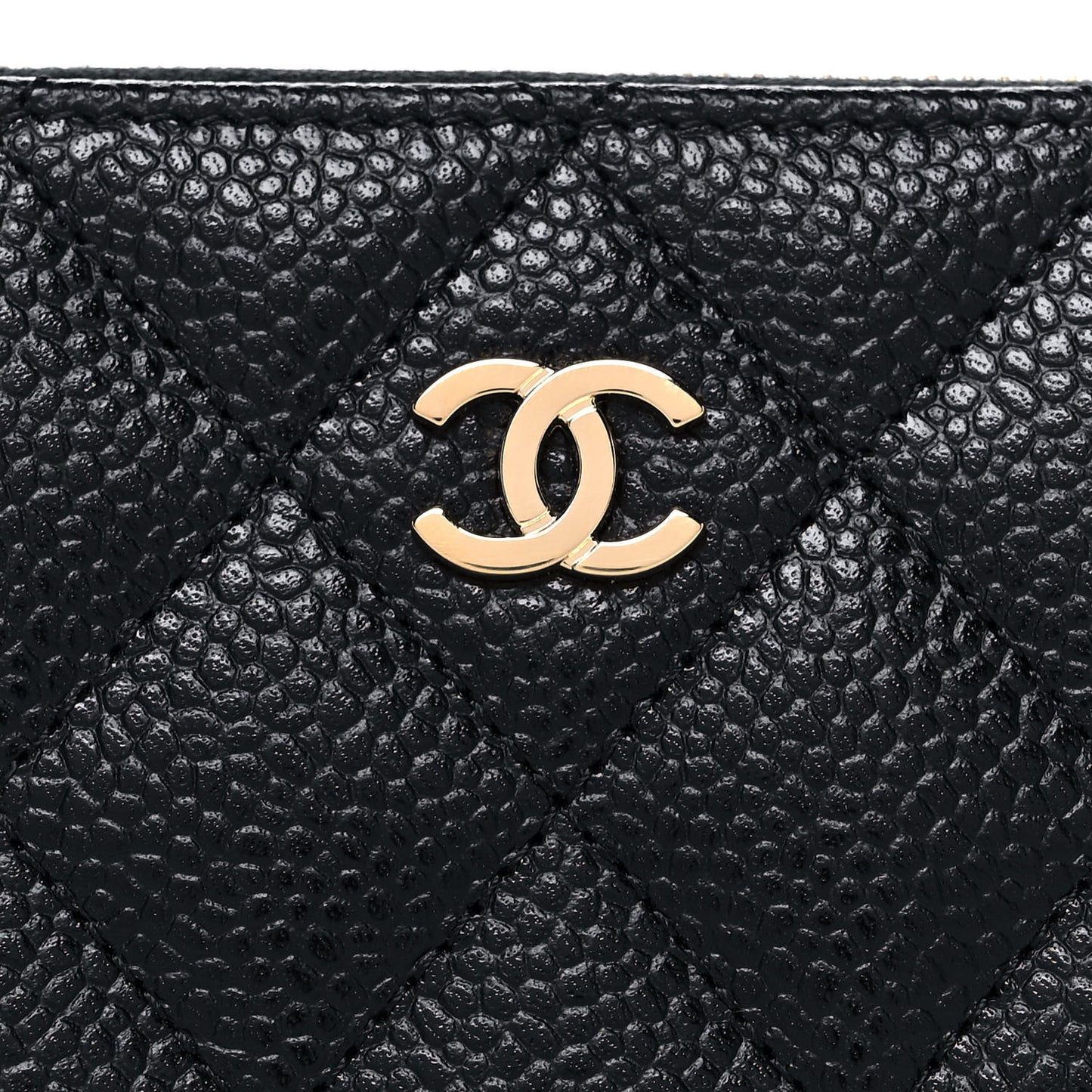 Caviar Quilted Classic Zipped Coin Purse Black