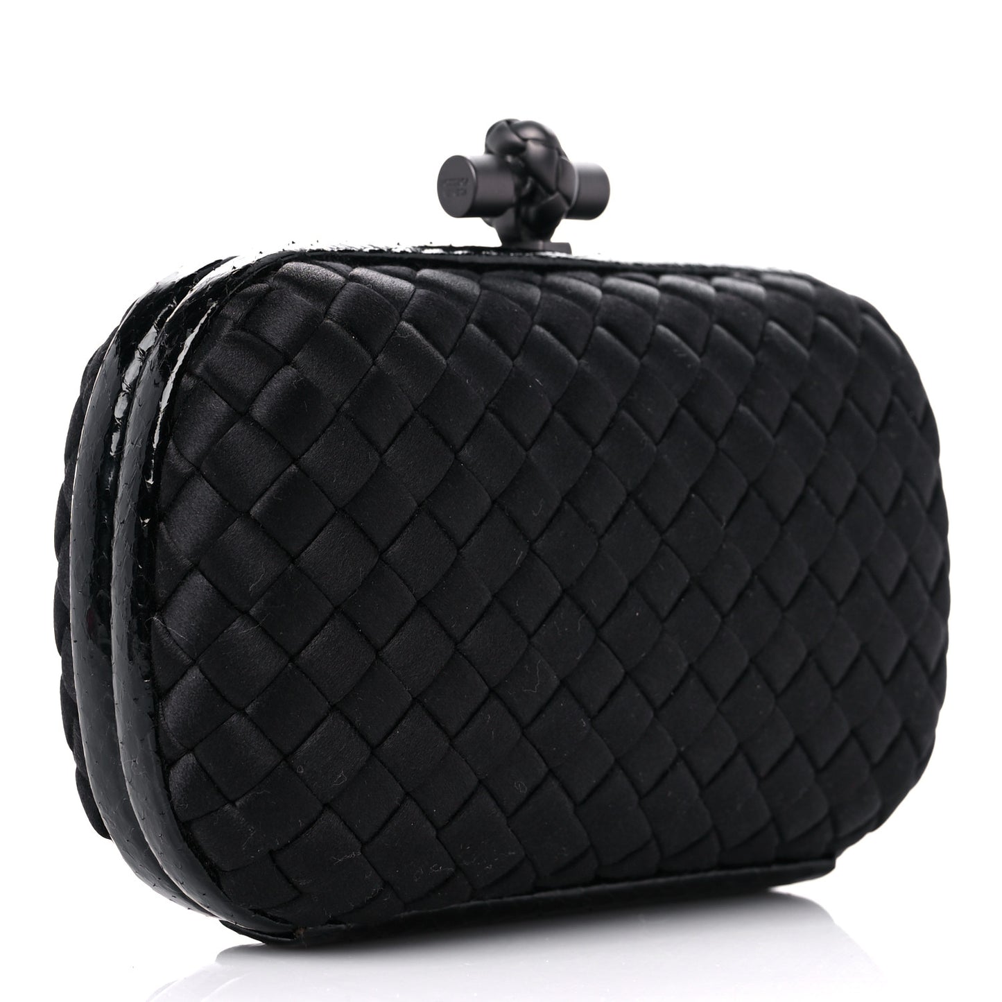 Satin Intreccio Impero Ayers Knot Clutch Black