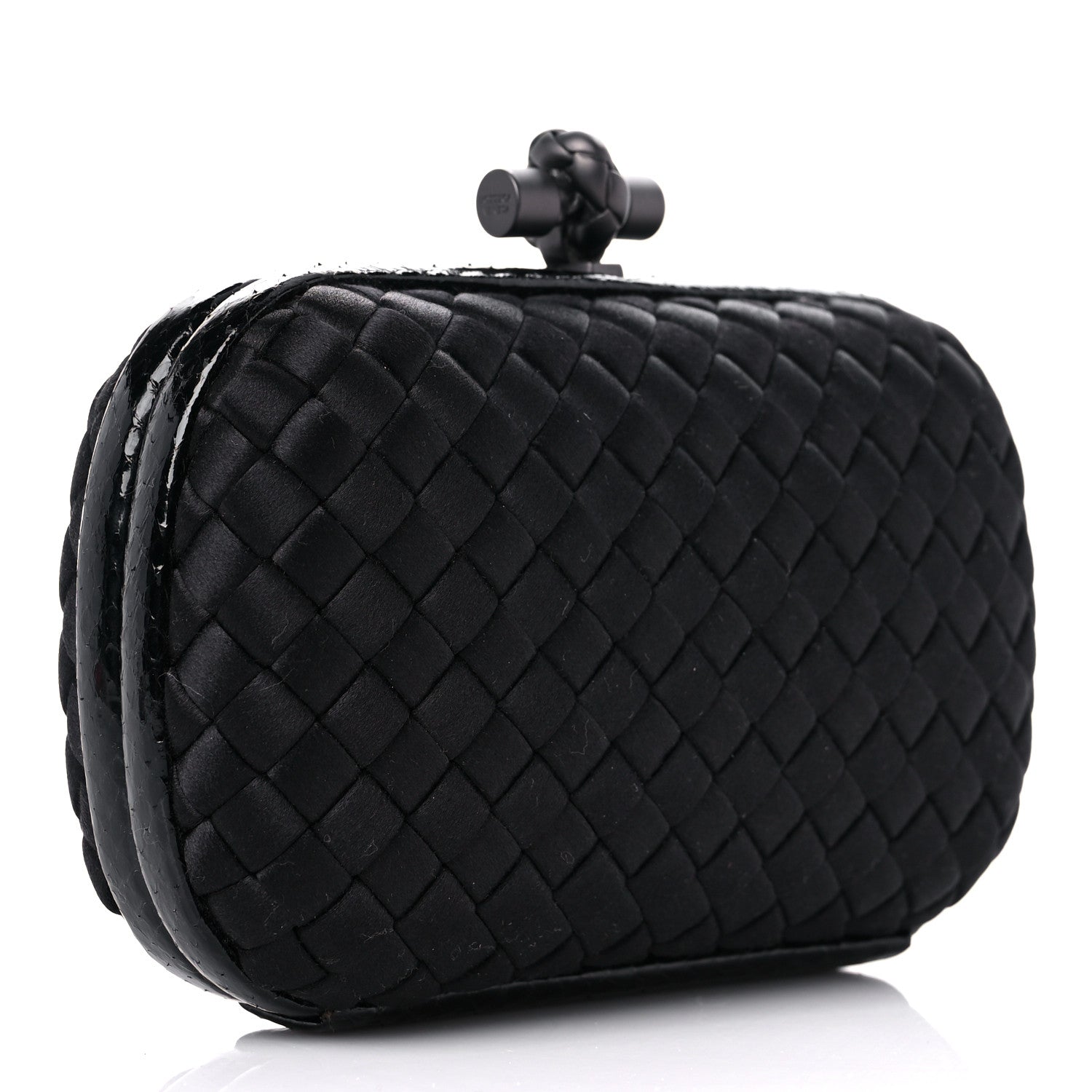 Bottega Veneta Satin Intreccio Impero Ayers Knot Clutch Black 3 of 8