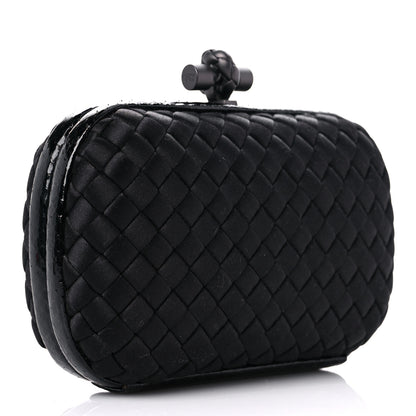 Bottega Veneta Satin Intreccio Impero Ayers Knot Clutch Black 3 of 8