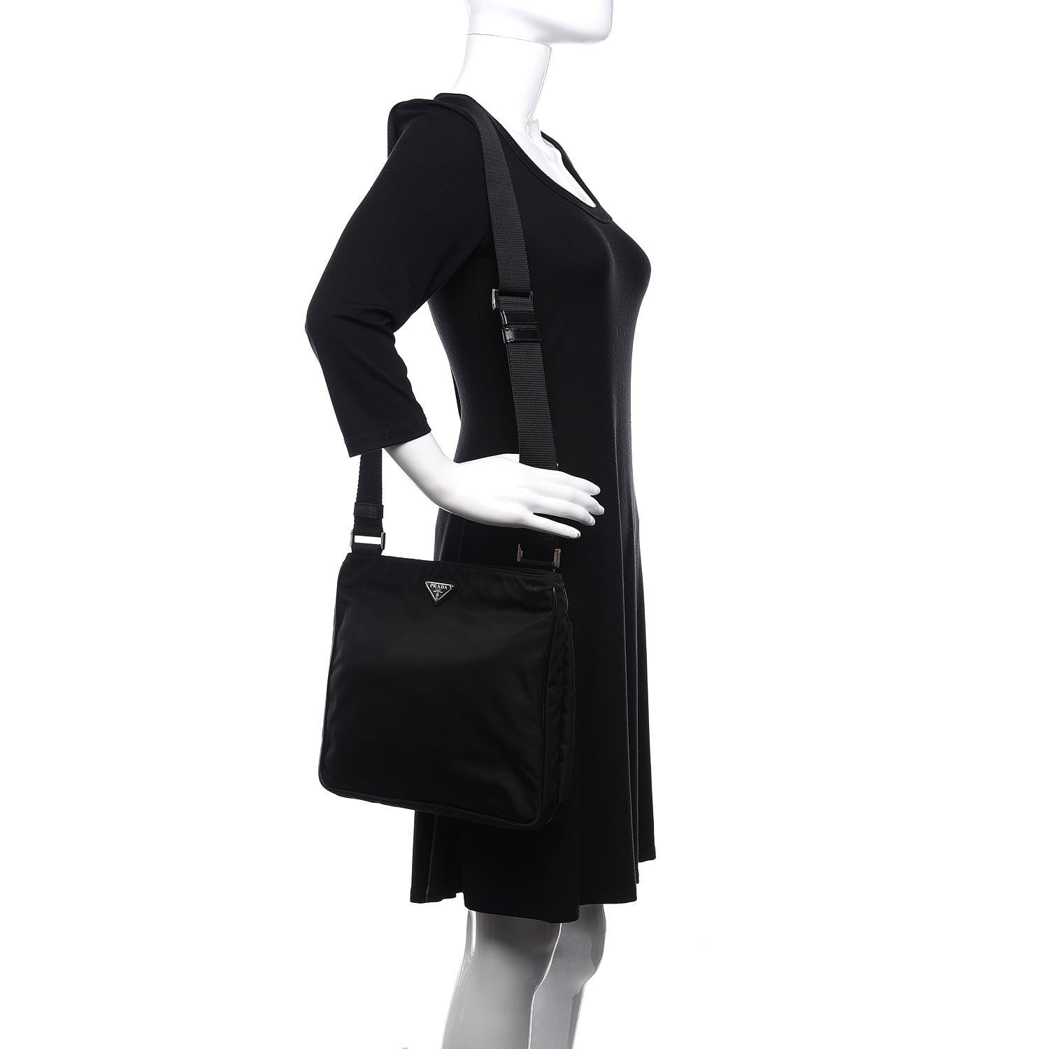 Prada Nylon Flat Messenger Bag Black 2 of 9