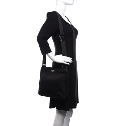 Prada Nylon Flat Messenger Bag Black 2 of 9