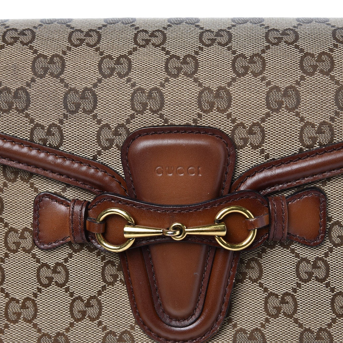 Monogram Medium Lady Web Shoulder Bag Beige Cuir