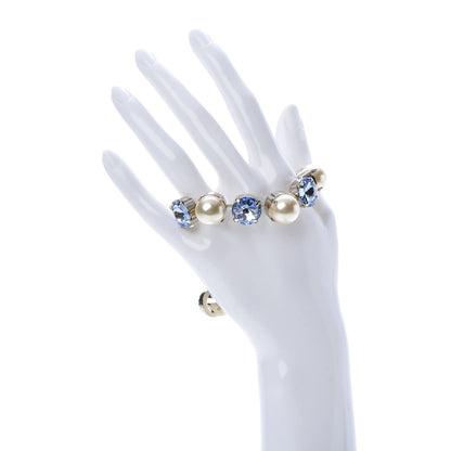 Gucci Crystal Pearl Bracelet Aged Gold Blue 2 of 4