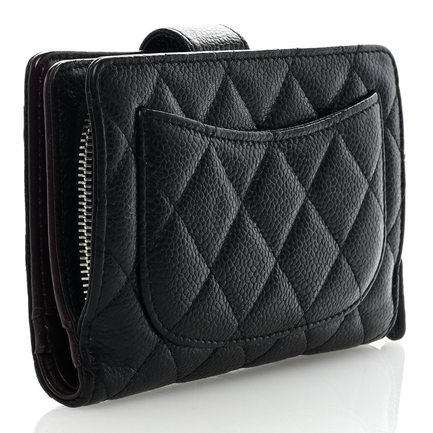 Chanel Caviar Quilted Zipped Pocket Wallet Black 3 of 7