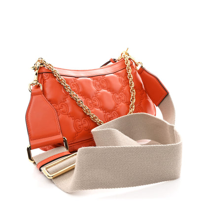Gucci Calfskin GG Matelasse Chain Handbag Deep Orange Natural 3 of 10