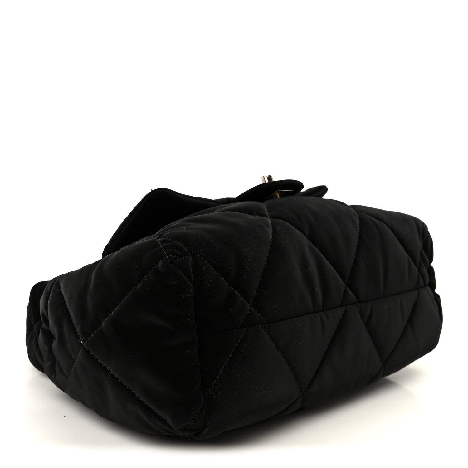 Chanel Nylon Velvet Effect Quilted Large Bowling Bag Black 4 of 11