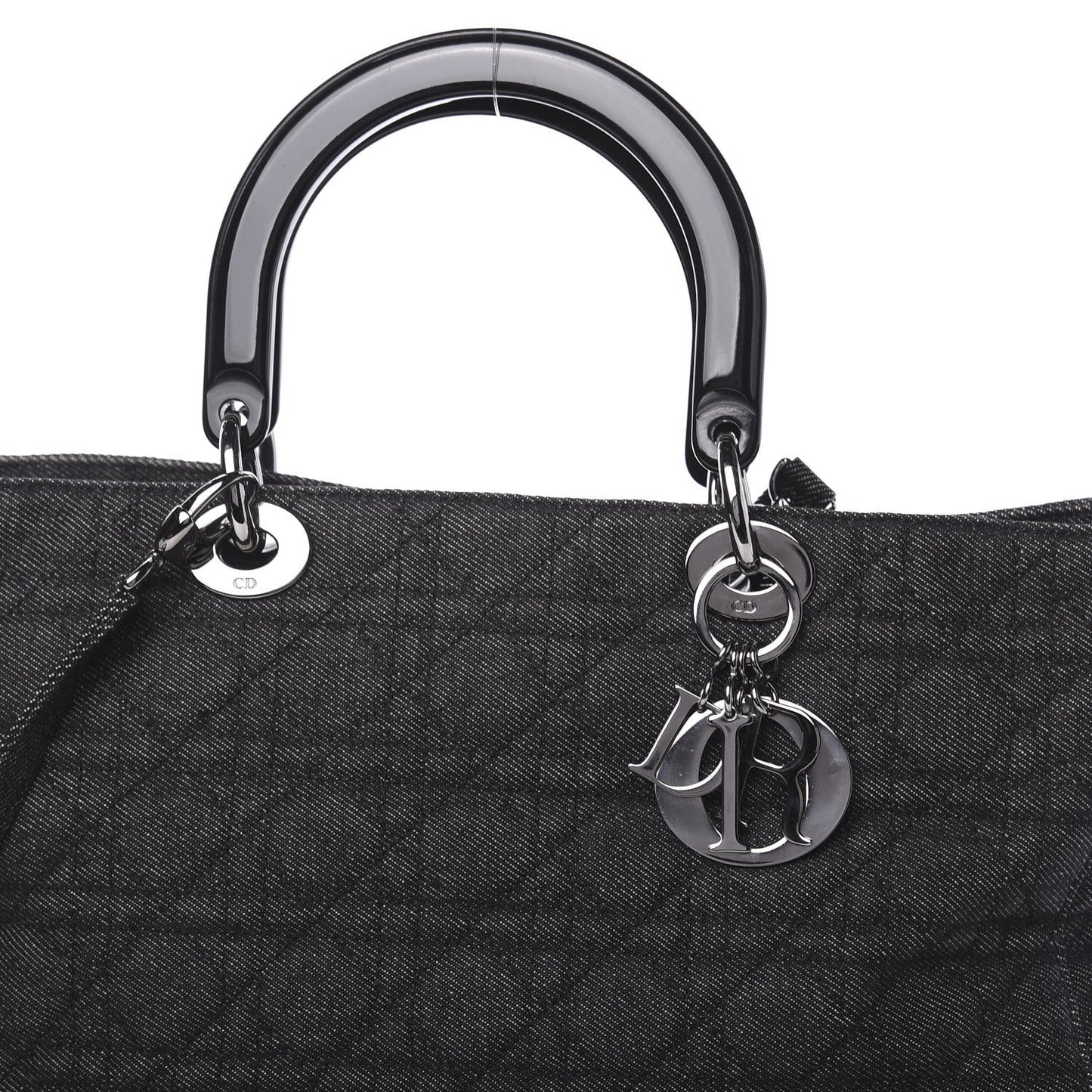 Denim Cannage Soft Large Lady Dior Tote Black