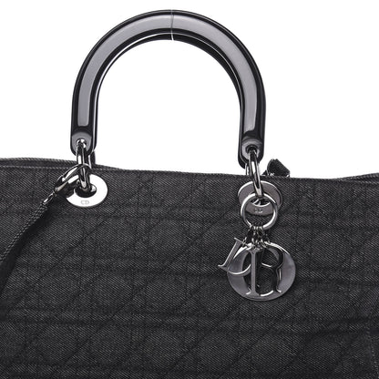 Christian Dior Denim Cannage Soft Large Lady Dior Tote Black 9 of 11