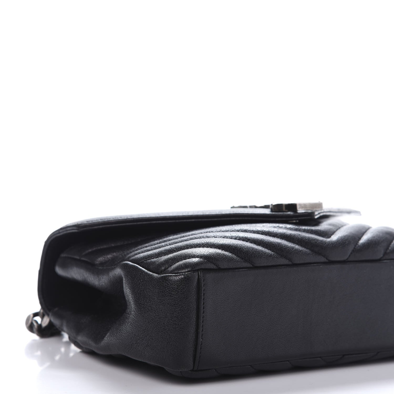 Saint Laurent Sheepskin Matelasse Chevron Monogram Medium College Bag Black 6 of 15
