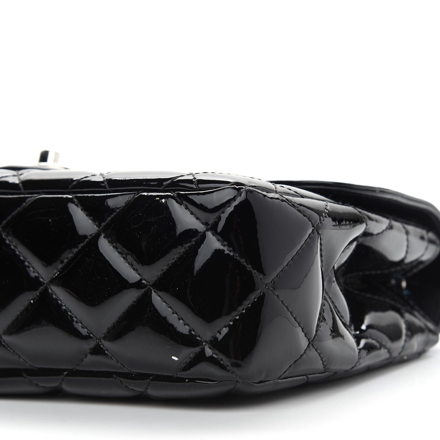 Patent Quilted Large Coco Shine Flap Black