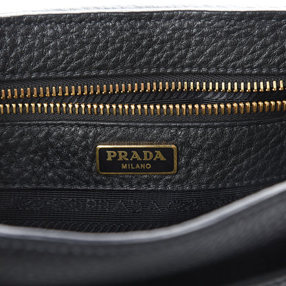 Prada Vitello Daino Double Buckle Messenger Bag Black 5 of 8