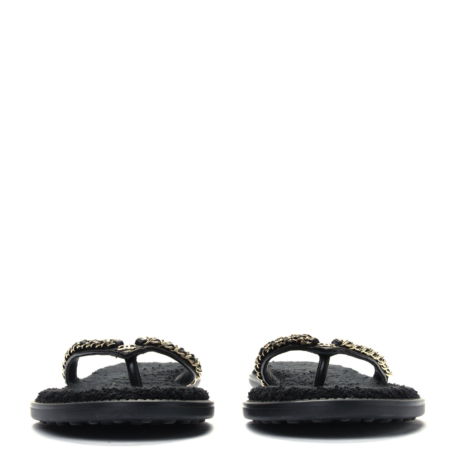 Chanel Lambskin CC Chain Thong Sandals 40 Black 2 of 4