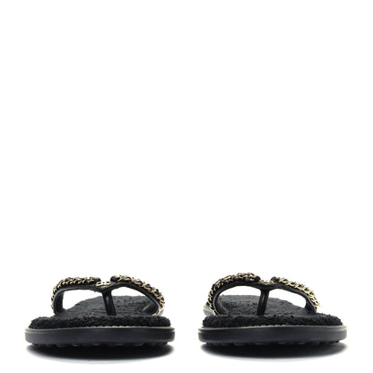 Chanel Lambskin CC Chain Thong Sandals 40 Black 2 of 4