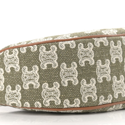 Celine Canvas Calfskin Ava Triomphe Shoulder Bag Green 10 of 11