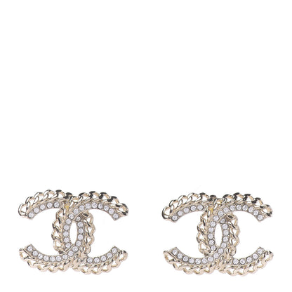 Chanel Crystal Chain CC Earrings Gold 1 of 5