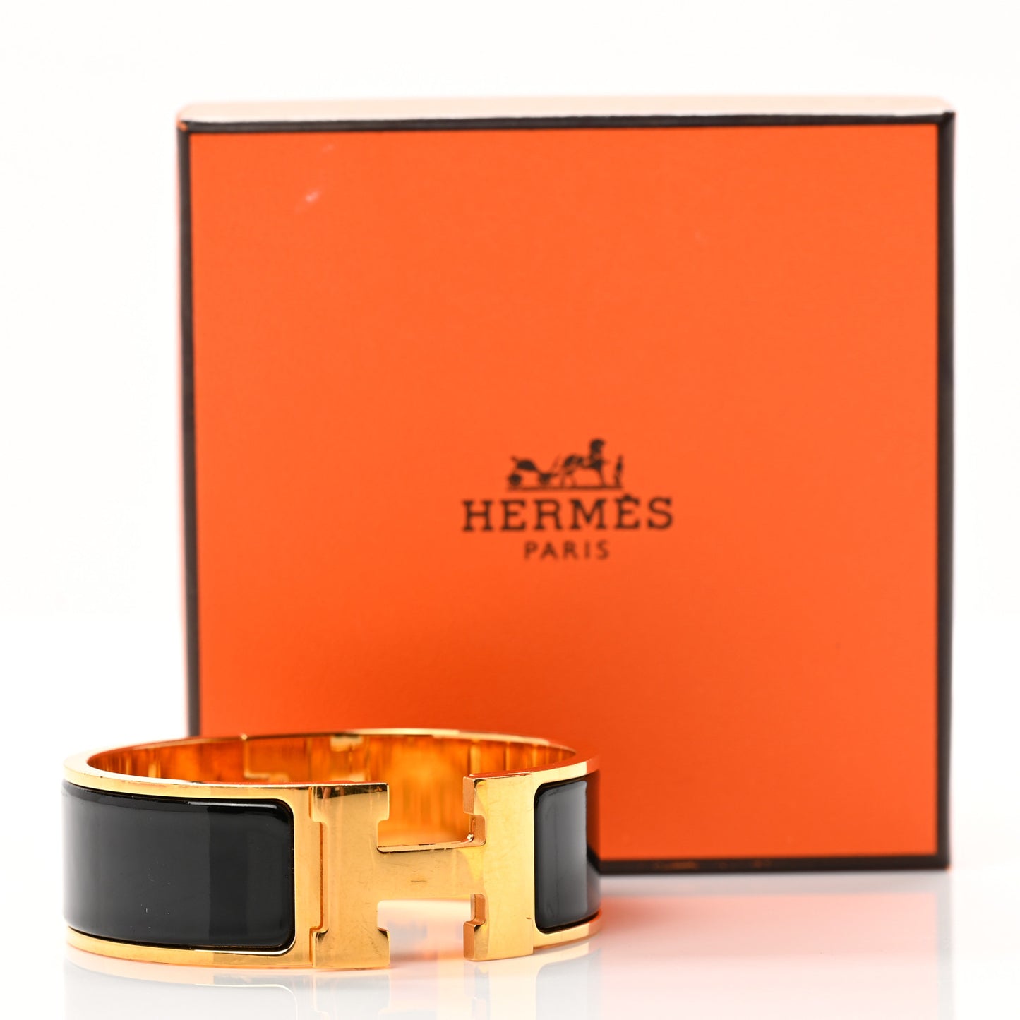 Enamel Wide Clic Clac H Bracelet GM Black