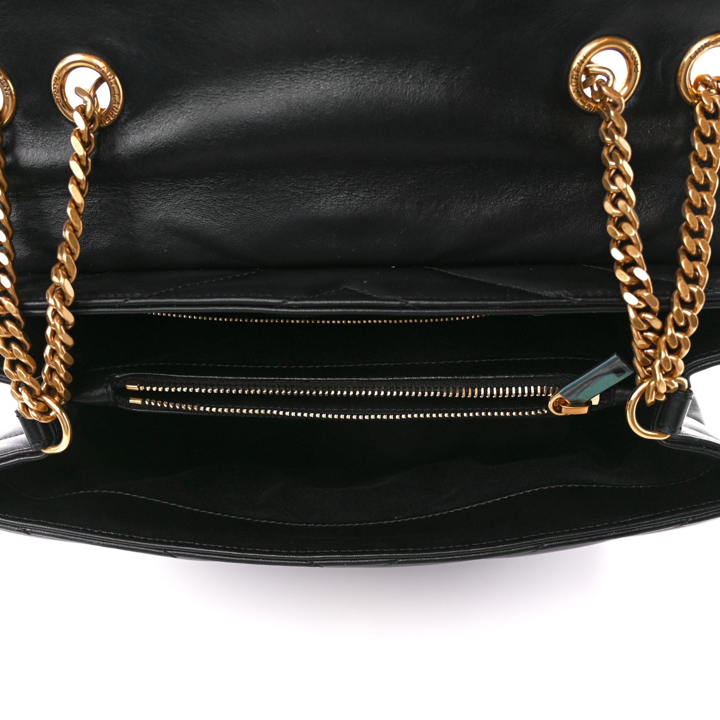 Calfskin Y Quilted Monogram Medium Loulou Chain Satchel Black