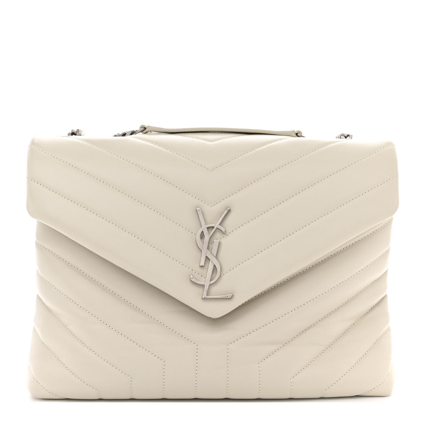 Calfskin Y Quilted Monogram Medium Loulou Chain Satchel Crema Soft