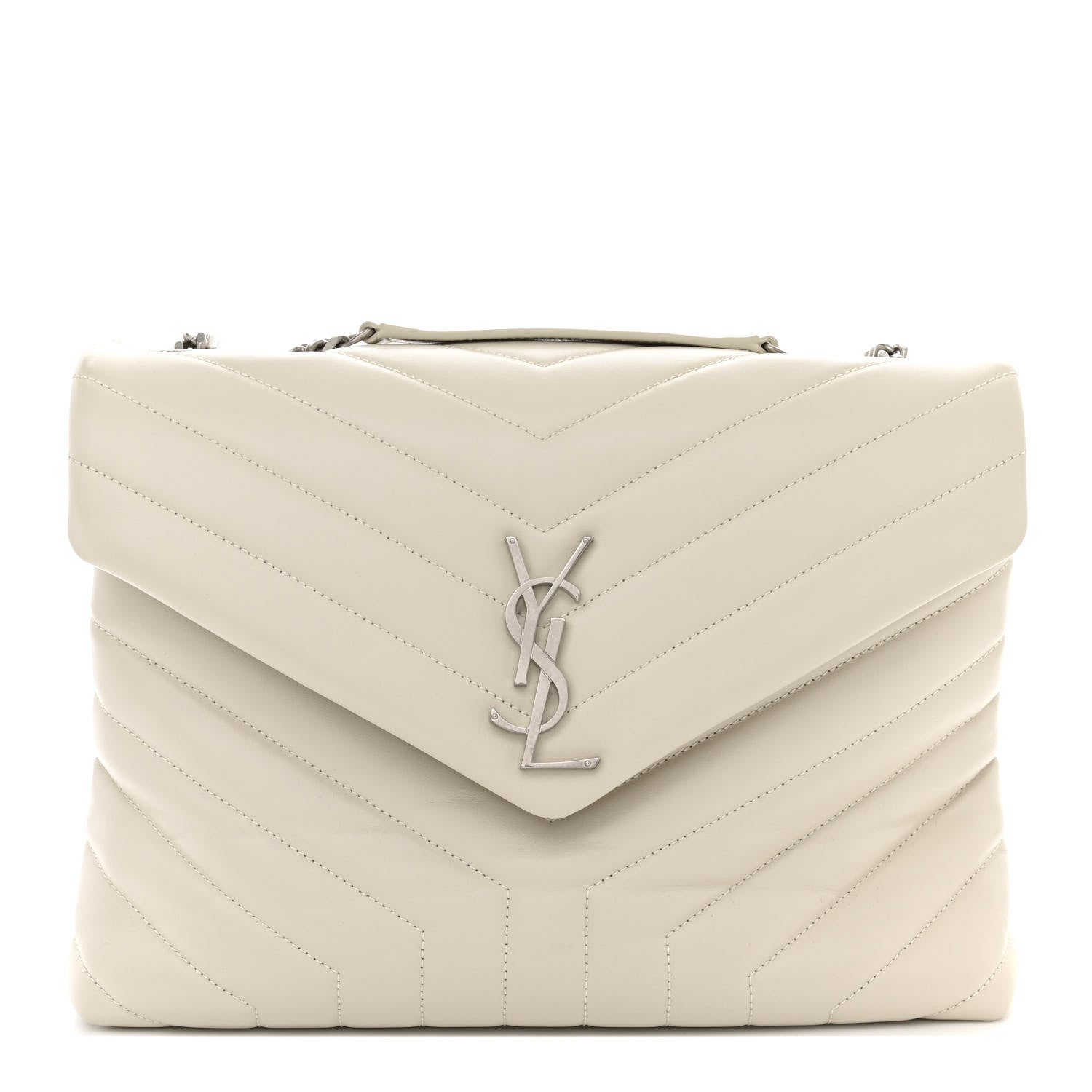 Saint Laurent Calfskin Y Quilted Monogram Medium Loulou Chain Satchel Crema Soft 1 of 11