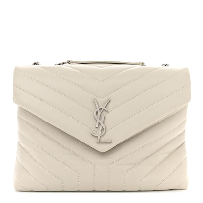 Saint Laurent Calfskin Y Quilted Monogram Medium Loulou Chain Satchel Crema Soft 1 of 11