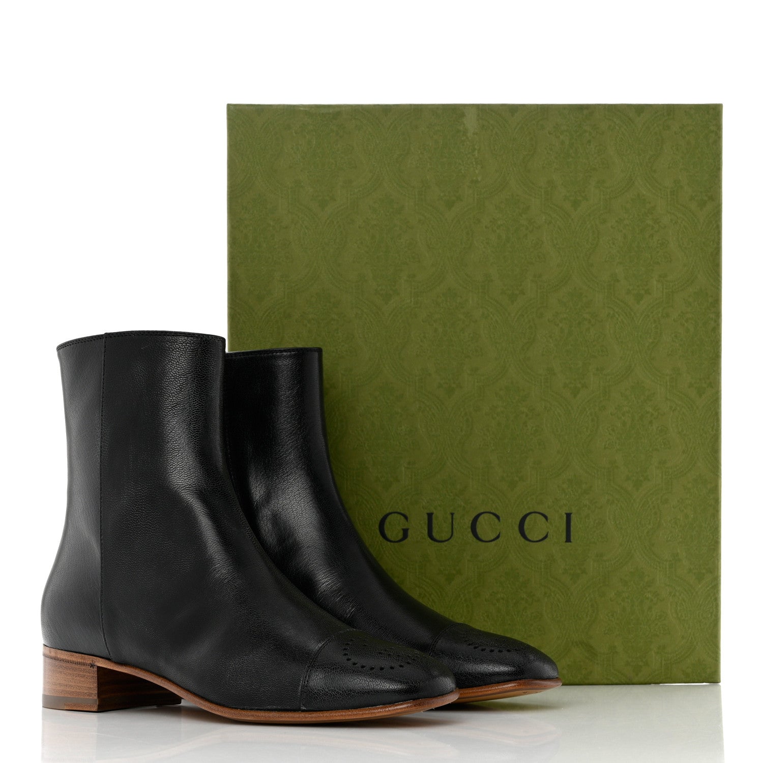 Gucci Goatskin Hills Logo Ankle Boots 38 Black 9 of 9
