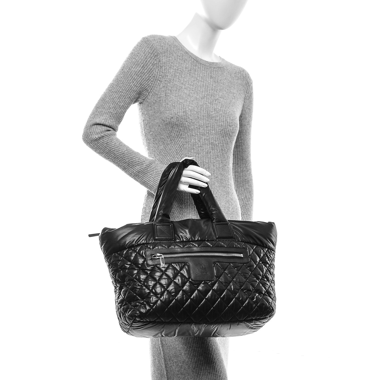 Chanel Nylon Quilted Large Coco Cocoon Tote Black 2 of 6
