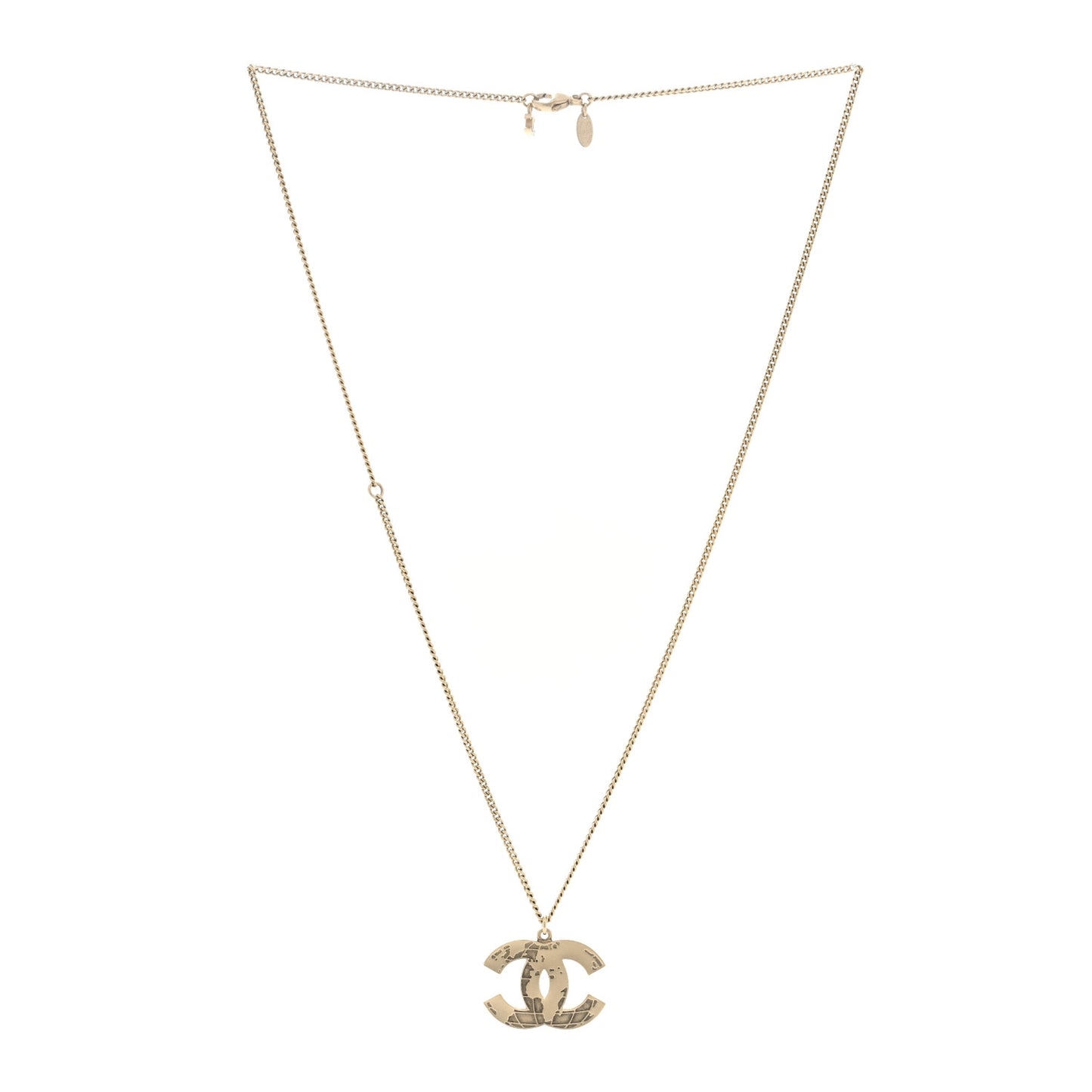 Globe CC Pendant Necklace Gold