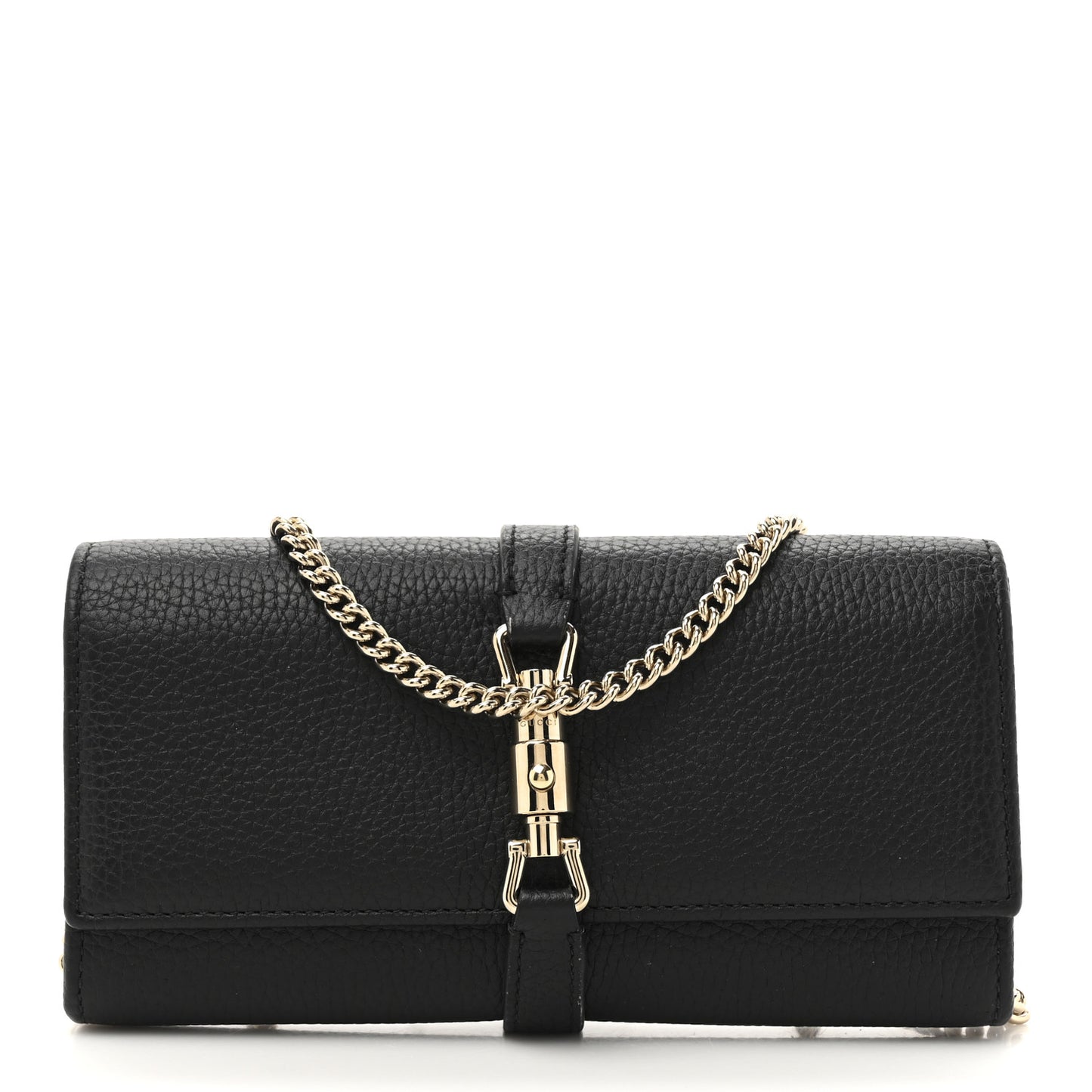 Pebbled Calfskin Jackie 1961 Chain Wallet Black Black