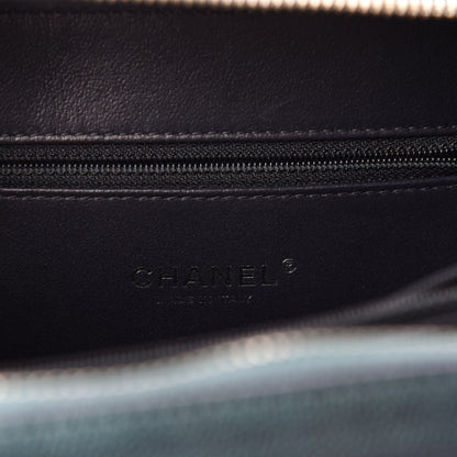 Chanel Iridescent Caviar Quilted Medium CC Filigree Vanity Case Dark Turquoise 8 of 10