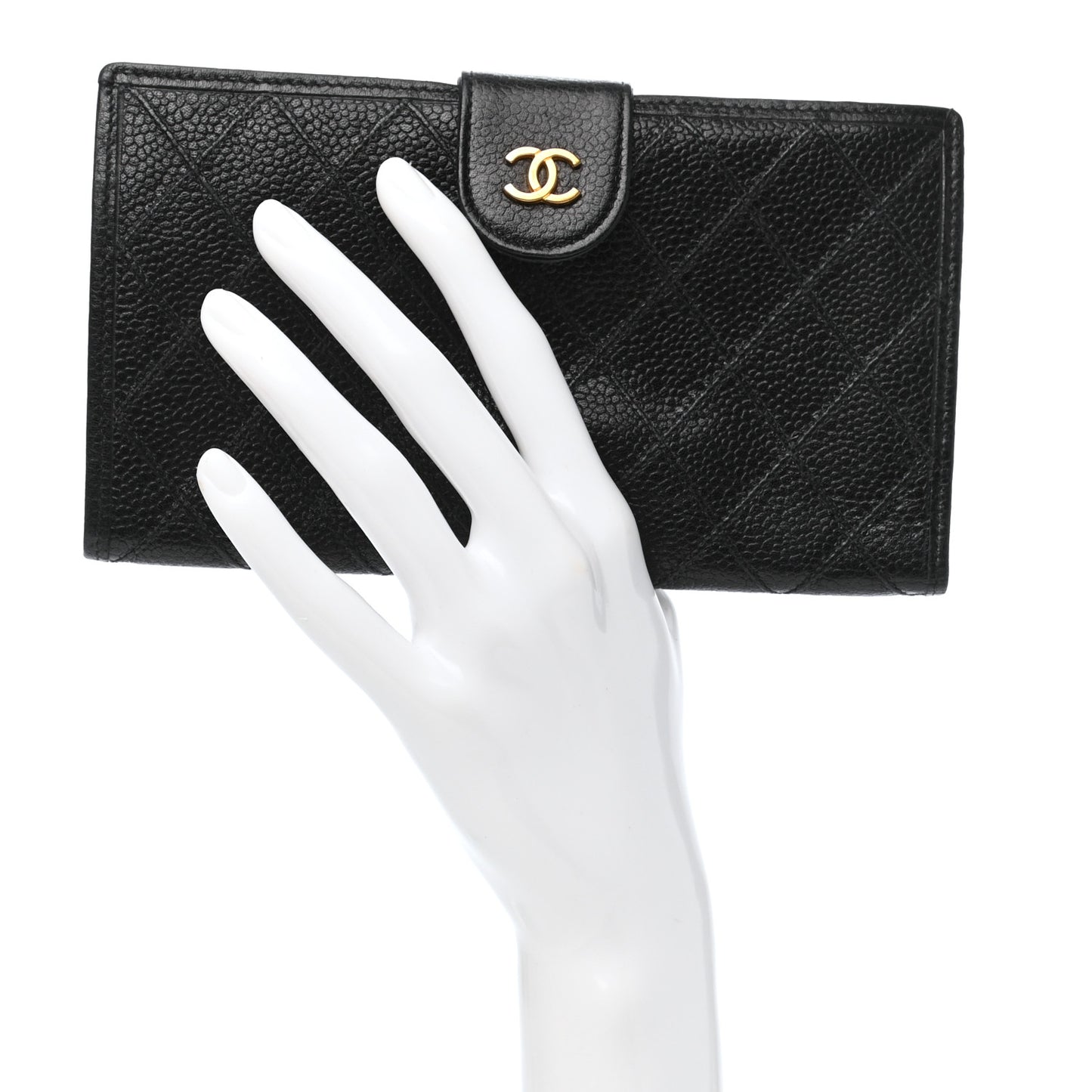 Caviar Stitched French Wallet Black