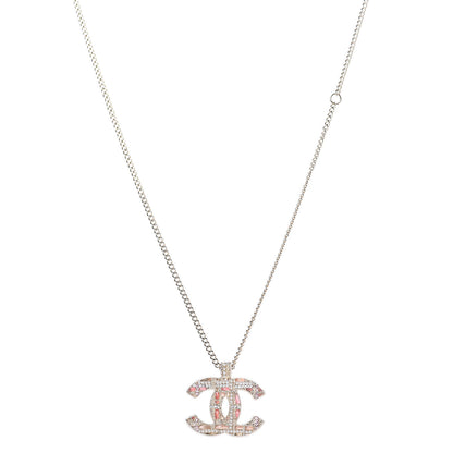 Chanel Crystal Pearl Tweed Effect CC Necklace Gold 1 of 5