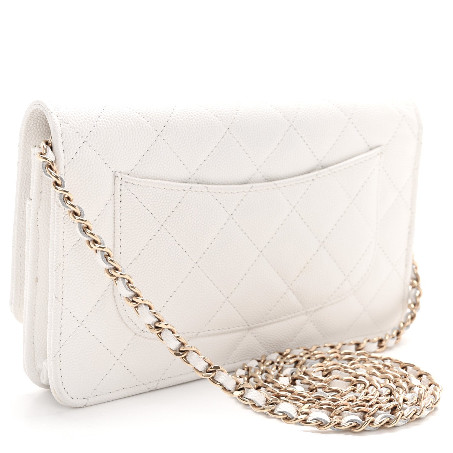 Chanel Caviar Quilted Enamel Coco Casino Wallet On Chain WOC White 3 of 12