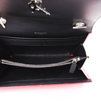 Saint Laurent Patent Calfskin Matelasse Monogram Vicky Chain Wallet Neon Pink 4 of 11