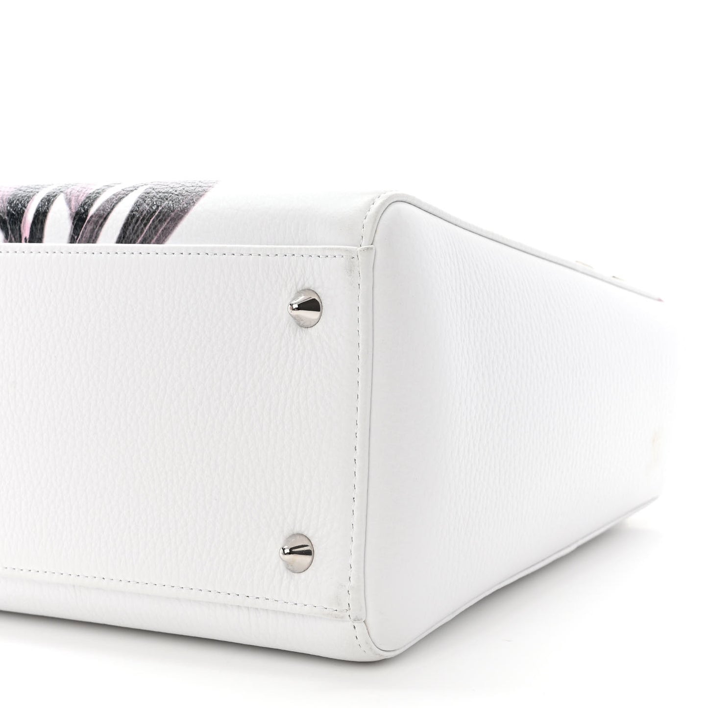 Deerskin Floral Printed Medium Lady Dior White