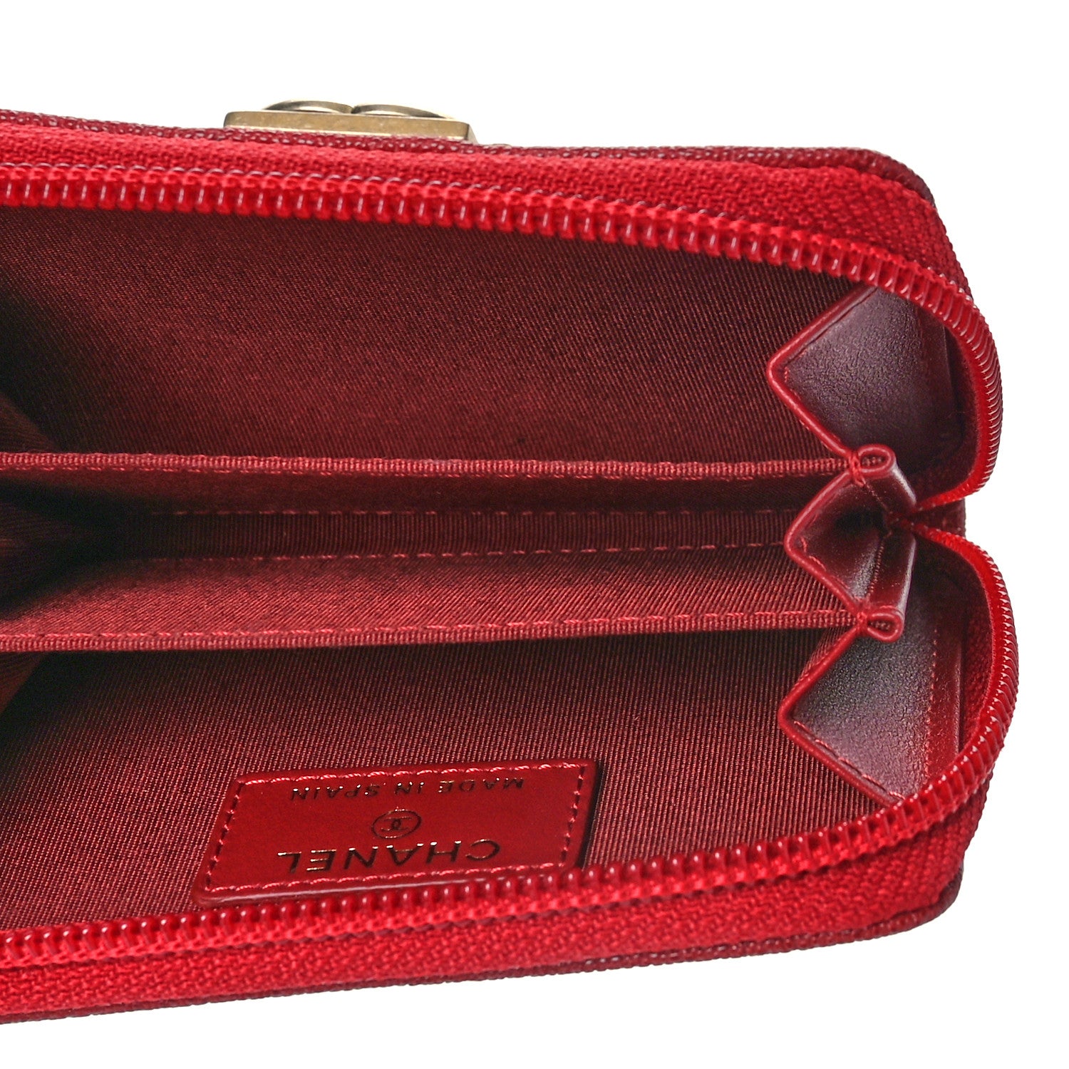 Chanel Caviar Quilted Boy Zip Around Coin Purse Wallet Red 5 of 9