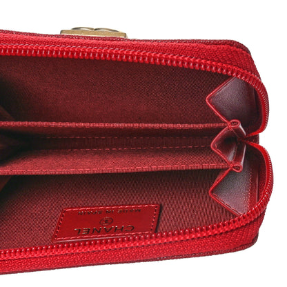 Chanel Caviar Quilted Boy Zip Around Coin Purse Wallet Red 5 of 9