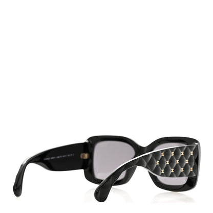 Chanel Acetate Quilted CC Rectangle Sunglasses 5483-A Black 4 of 8