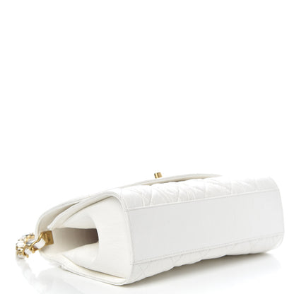 Chanel Crumpled Lambskin Quilted Small CC Links Top Handle Flap White 4 of 12