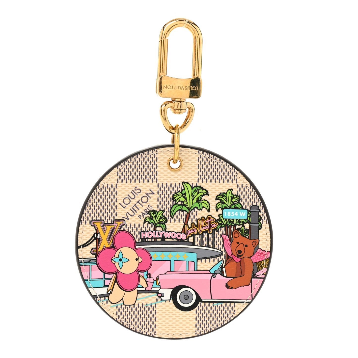 Damier Azur 2021 Christmas Animation Hollywood Bag Charm Fuchsia