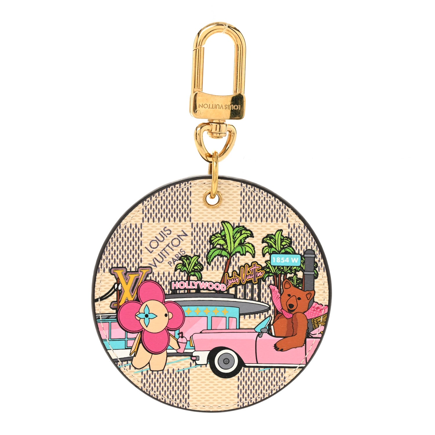 Louis Vuitton Damier Azur 2021 Christmas Animation Hollywood Bag Charm Fuchsia 1 of 4