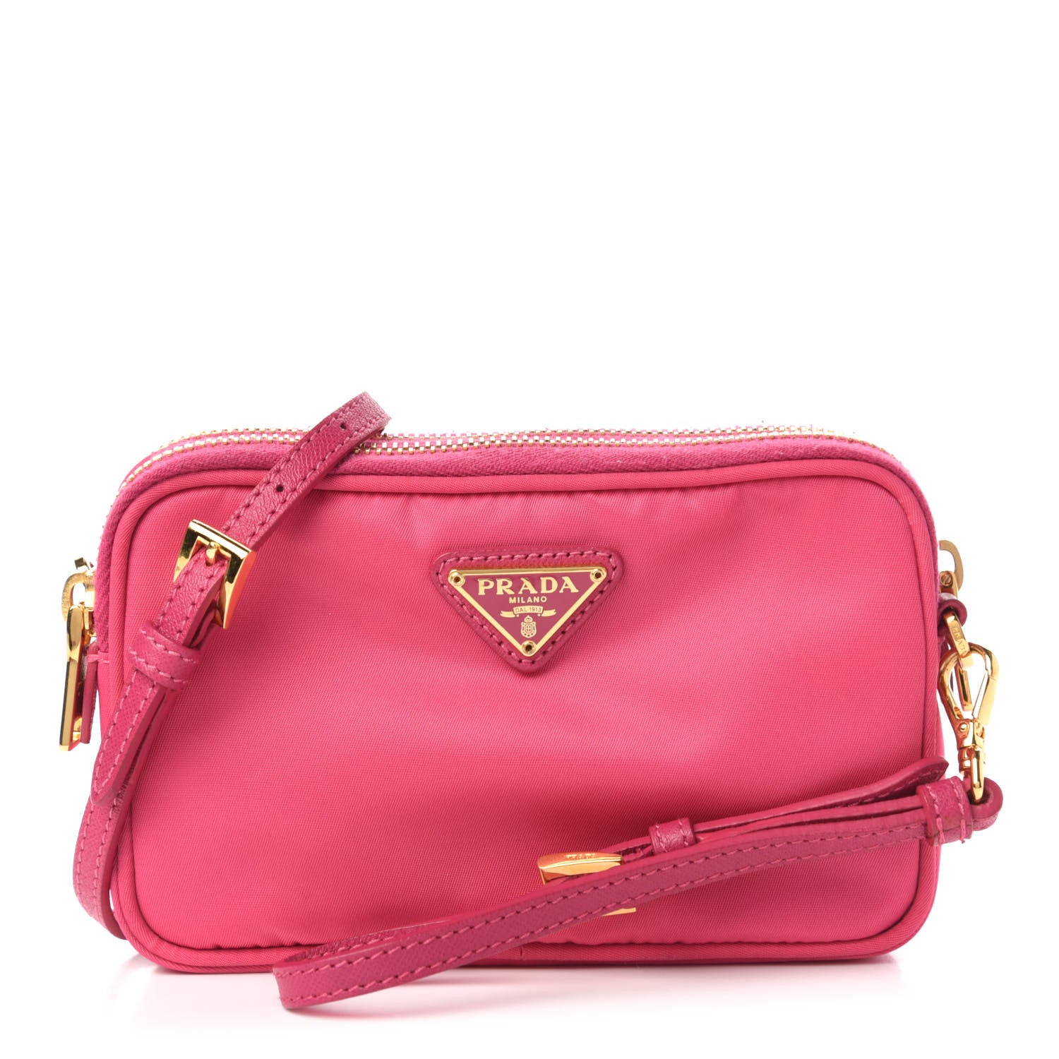 Prada Tessuto Nylon Saffiano Mini Camera Crossbody Fuxia 1 of 9